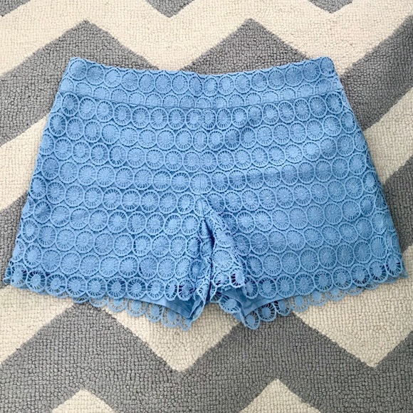 LOFT Pants - LOFT Light Blue Lace Overlay Shorts